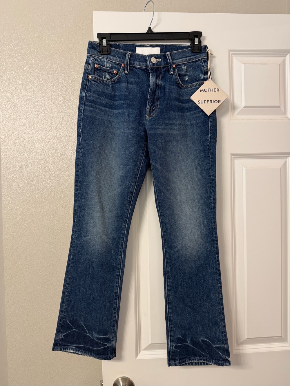 MOTHER Superior Dark Blue Cropped Straight Jeans